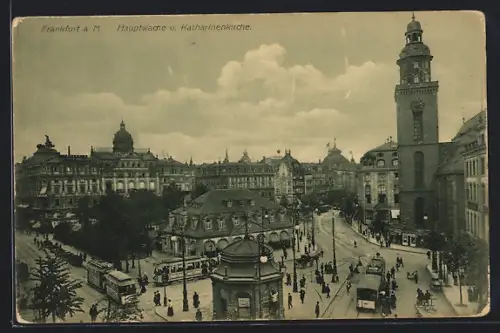 AK Frankfurt a. M., Hauptwache mit Strassenbahn