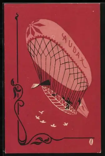 AK Stilisierter Zeppelin Audax mit Gondel