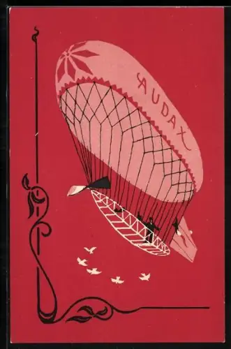 Künstler-AK Zeppelin mit Aufschrift Audax