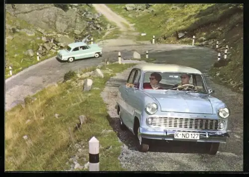 AK Auto Ford Taunus auf einer Serpentinenstrasse