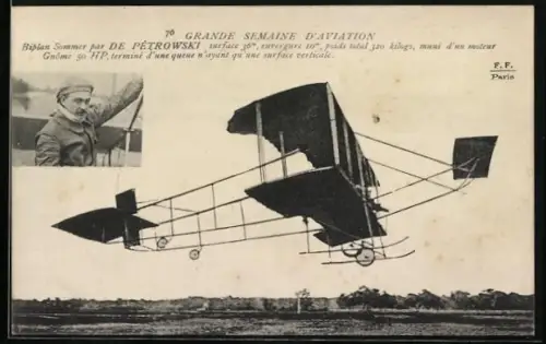 AK Flugzeug Biplan Sommer par de Pétrowski