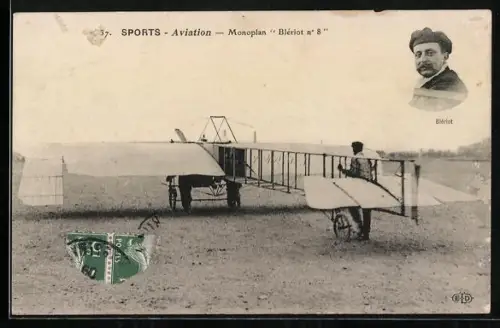 AK Sports-Aviation, Monoplan Blériot, Portrait, Flugzeug
