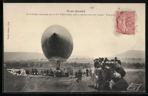 AK Zeppelin Lebaudy par la Cie d`Aérostiers