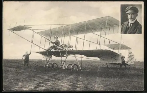 AK Flugzeug mit Pilot Felix Laitsch