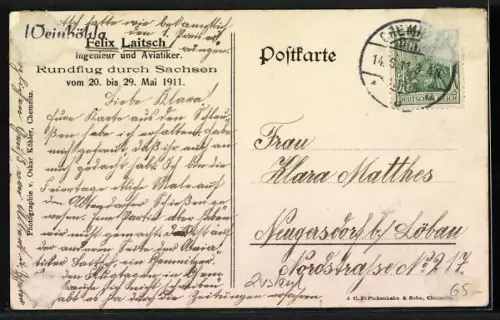 AK Flugzeug mit Pilot Felix Laitsch