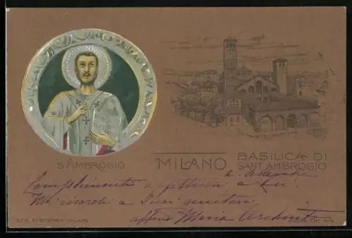 Lithographie Milano, Basilica di Sant Ambrogio, Portrait