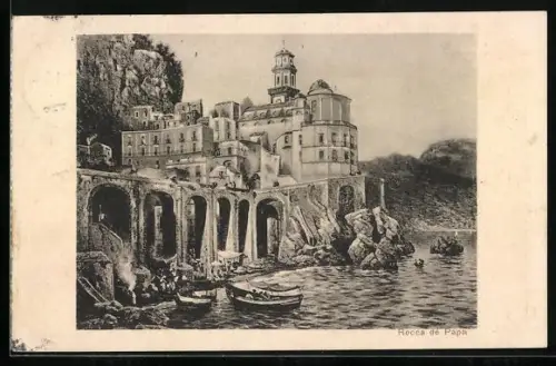 Künstler-AK Rocca di Papa, Blick auf Schloss