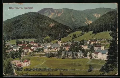 AK Ober-Tarvis /Kärnten, Teilansicht mit Kirche