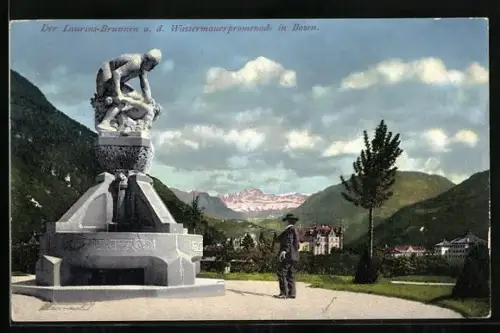 AK Bozen, Laurins-Brunnen, Wassermauerpromenade