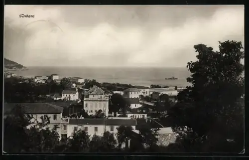 AK Andora, Panorama mit Bäumen
