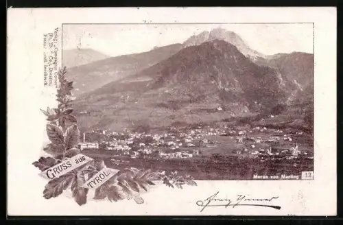 AK Meran /Tirol, Teilansicht von Marling aus