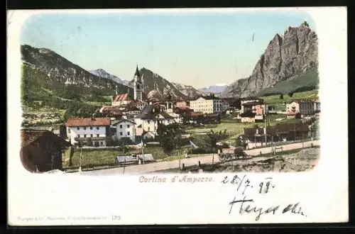 AK Cortina d`Ampezzo, Teilansicht mit Bergen