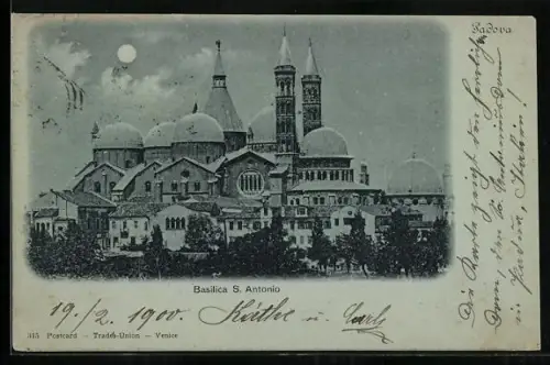 Mondschein-AK Padova, Basilica S. Antonio