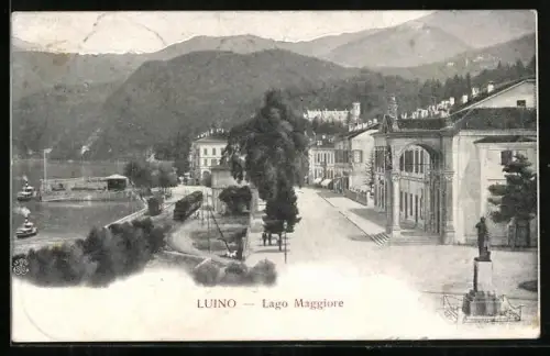 AK Luino /Lago Maggiore, Panorama mit Bergen