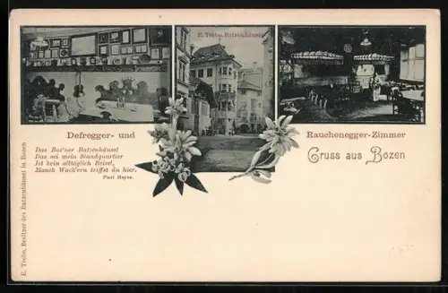 AK Bozen, Gasthaus Batzenhäusel, Defregger- und Rauchenegger-Zimmer
