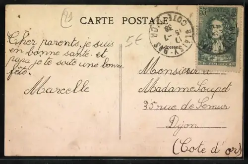 AK Blaisy-Bas /Côte-d`Or, La Place et le Jet d`eau