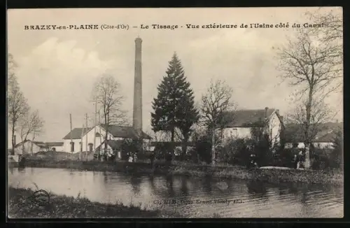 AK Brazey-en-Plaine /Côte-d`Or, Le Tissage, Vue extérieure de l`Usine côté du Canal