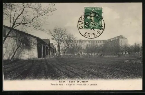 AK Dijon, Ecole St-Joseph, Facade Sud, Cours de récréation et Préaux