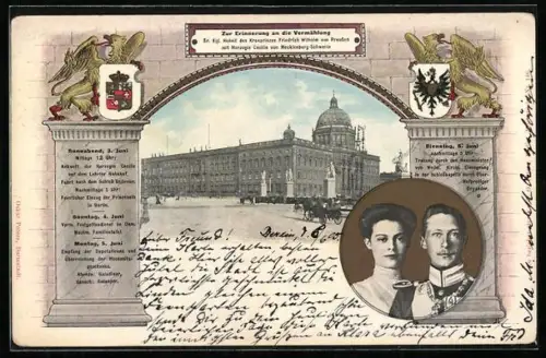 AK Berlin, Vermählung des Kronprinzen Wilhelm von Preussen mit Cecilie, Stadtschloss