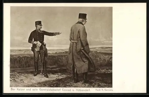 AK Der Kaiser und sein Generalstabschef von Hötzendorf