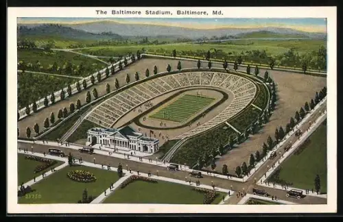 Künstler-AK Baltimore, MD, The Baltimore Stadium, Stadion