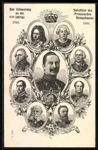 AK Friedrich Wilhelm III. von Preussen, 200 jährige Jubelfeier des Preussischen Königshauses 1701-1901