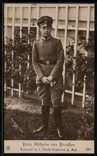 AK Prinz Wilhelm in Uniform, Leutnant im I. Garde-Regiment zu Fuss