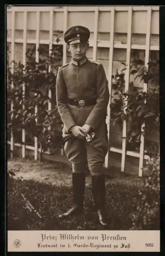 AK Prinz Wilhelm in Uniform, Leutnant im I. Garde-Regiment zu Fuss
