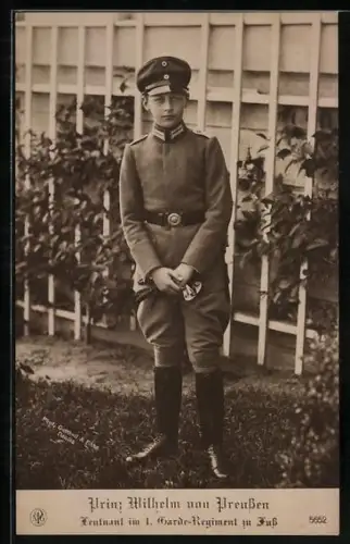 AK Prinz Wilhelm in Uniform, Leutnant im I. Garde-Regiment zu Fuss