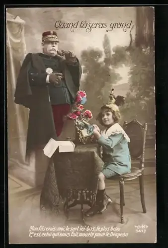 AK Quand tu seras grand, Mon fils crois-moi..., Heeresführer und Knabe