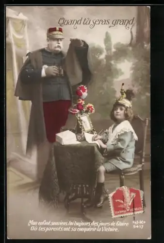 AK Quand tu seras grand, Mon enfant..., Heeresführer und Knabe