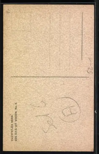 AK Clowns mit Gänsen und Schweinen beim Festmahl