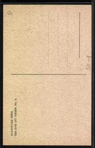 AK Zwei Clowns gehen mit Schweinen und Gänsen angeln