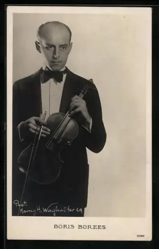 AK Boris Borees mit seiner Geige, Portrait