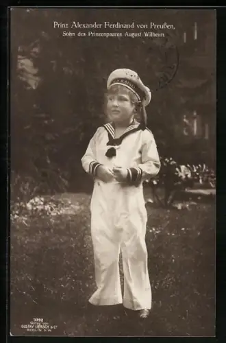 AK Prinz Alexanander Ferdinand im Matrosenanzug, Sohn des Prinzenpaares August Wilhelm von Preussen