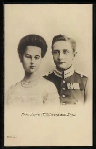 AK Prinz August Wilhelm von Preussen und seine Braut