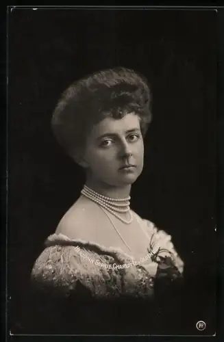 AK Sophie Charlotte, Herzogin von Oldenburg, mit Perlenkette