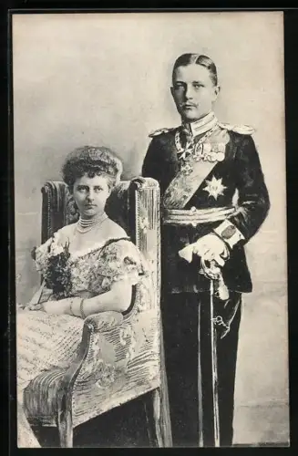 AK Prinz Eitel Friedrich von Preussen mit seiner Braut Sophie Charlotte