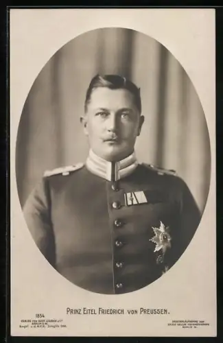 AK Prinz Eitel Friedrich von Preussen in Uniform, Passepartout-Rahmen
