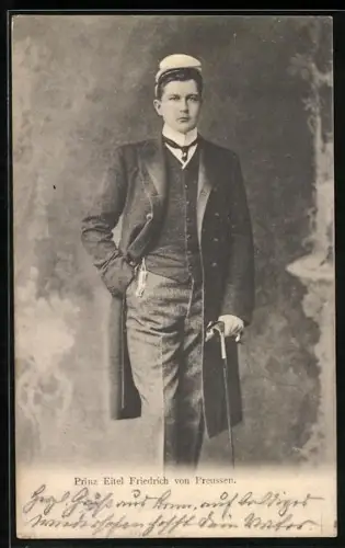 AK Prinz Eitel Friedrich von Preussen mit Gehstock