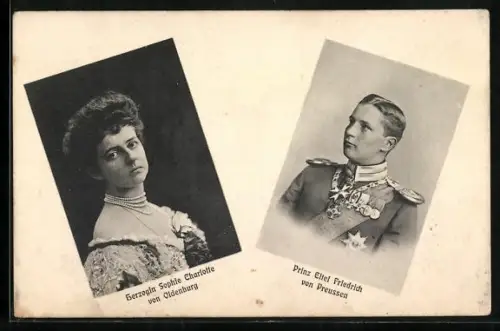 AK Herzogin Sophie Charlotte von Oldenburg und Prinz Eitel Friedrich von Preussen