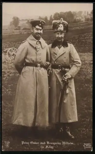 AK Prinz Oskar und Kronprinz Wilhelm im Felde