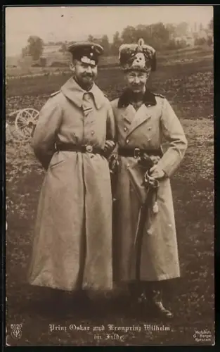 AK Prinz Oskar und Kronprinz Wilhelm im Felde