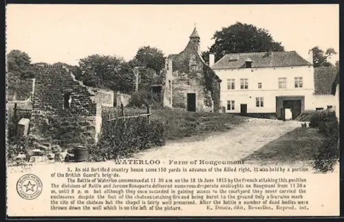 AK Waterloo, Farm of Hougoumont, 1815 held by a portion of the British Guard`s brigade