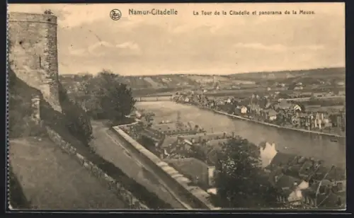 AK Namur, Citadelle, La Tour de la Citadelle et panorama de la Meuse