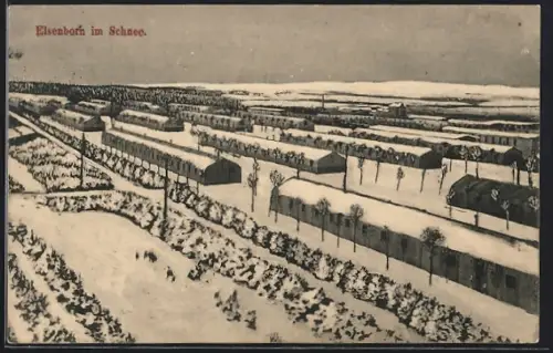 AK Elsenborn, Elsenborn im Schnee aus der Vogelschau