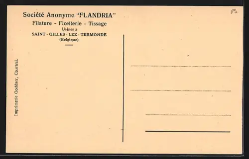 AK Saint-Gilles-lez-Termonde, Société Anonyme Flandria, Une vue de la filature