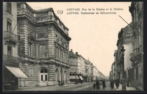 AK Louvain, Rue de la Station et le Theatrer