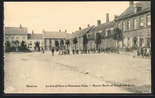 AK Messines, La Grand`Place et Monument Deleu