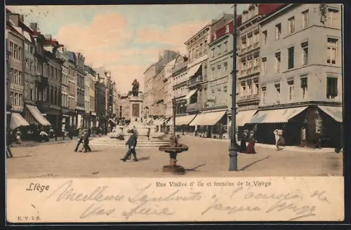 AK Liège, Rue Vinave d`Ile et fontaine de la Vierge